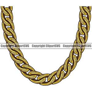 Gold Gliederkette Gliederkette Schmuck Shiny Bling Reicher Reichtum Bargeld Geld Hip Hop Rap Rapper Thug Design Element Logo SVG PNG Clipart Vektor Cut