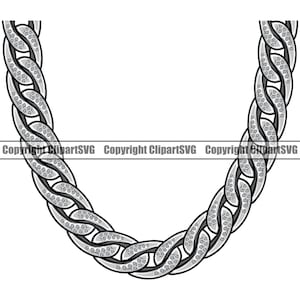 Diamant Platin Kette Gliederkette Schmuck Shiny Bling Reicher Reichtum Cash Geld Hip Hop Rap Design Element Logo SVG PNG Clipart Vektor Cut