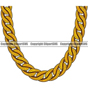 Diamant Gold Kette Link Halskette Schmuck Shiny Bling Reicher Reichtum Bargeld Hip Hop Rap Design Element Logo SVG PNG Clipart Vektor geschnitten Datei