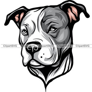 Zwarte Pit Bull Terrier Hond Schattige Puppy Gezicht Hondenras Huisdier Amerikaanse Pitbull Blauwe Neus Paw Print Tekening Art Logo Tattoo Design SVG PNG Cut