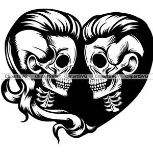 Amantes de crânio Esqueleto Casal Beijo Dia dos Namorados Romântico Horror Gótico Casamento Coração Fundo Desenho Arte Logotipo Tatuagem Design SVG PNG Cut
