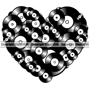 Vinyl Schallplatte Album Herz Liebe Musik Nacht Club Party Plattenspieler DJ Disc Jockey Stereo Sound Design Art Logo SVG PNG Vektor Clipart geschnitten Datei