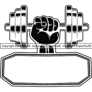 Fitness Logo Dumbbell Bar Weightlifting Bodybuilding Workout Working Out Gym Weight Barbell.SVG .PNG Clipart Vector Cricut Cut Cutting File