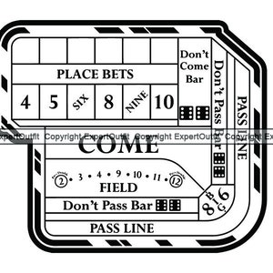 Craps Tabel #2 Gokken Gok Casino Craps Inzet Wedden Dobbelstenen Kans Risico Win Spel Gokker Logo. SVG. PNG Clipart Vector Cricut Cut Cutting
