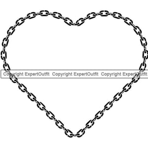 Chain Link Heart Love Frame Endless Metal Rope Steel Towing Hardware Tow Lock Romantic Symbol .SVG .PNG Clipart Vector Cricut Cut Cutting