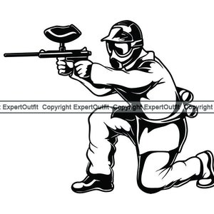 Deporte Paintball Jugador Competitivo Disparar Disparar Jugar Golpear Oponente Arma de aire Jugador Atleta.SVG. PNG Clipart Vector Cricut Corte Corte
