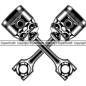 Mechanic Engine Piston Skull Design Motor Mechanical Garage Shop Service Biker Bike Design Logo .SVG .PNG Clipart Vector Cricut Cut Cutting