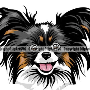 Papillon Dog Breed Happy Puppy Animal Pet Color Artwork Chihuahua Papillon Yorkshire Yorkie Pomeranian Design Logo PNG SVG Clipart Vector