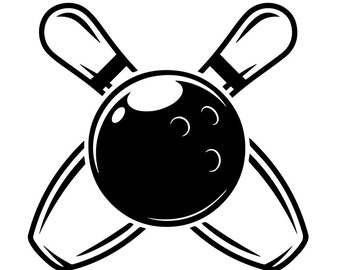 Bowling Logo #32 Ball Pin Sports Bowl Game Bowler Alley Strike Tournament Competition League Logo .SVG .EPS .PNG Clipart Vector Cricut Cut
