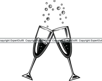 Toast Glasses Clipart Etsy