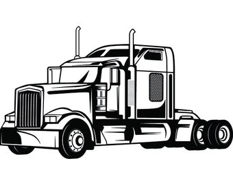 Semi truck svg | Etsy