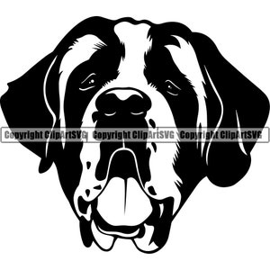 Bernhardiner Hunderasse Kopf glückliches Gesicht Pfote Welpe Welpe Haustier Art Berner Berge Größere Schweizer Berge Logo SVG PNG Clipart Vektor Schneiden Schneiden