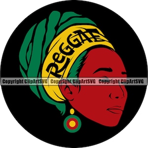 Rasta Reggae Africa African Queen Woman Turban Marijuana Leaf Joint Bud Pot Weed Cannabis Hemp Shop Art Design Logo SVG Clipart Vector Cut