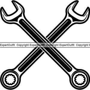 May include: Two black wrenches crossed over each other. The wrenches have a rounded head with a star-shaped hole in the center.