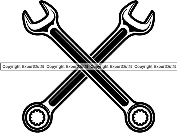 Mechanic Tool Wrench Equipment Repair Fix Automotive Pipe Cross Titanium Grip Shop Garage Logo .SVG .PNG Clipart Vector Cricut Cut Cutting