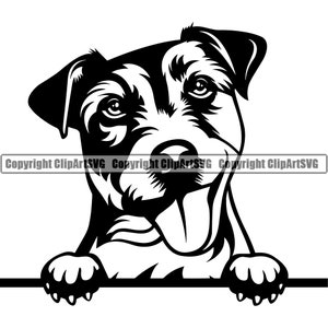 Jack Russell Terrier Dog Breed Peeking Peek-A-Boo Happy Paw Puppy Pup Pet Airedale Toy Fox Wire Hair Logo SVG PNG Clipart Vector Cut Cutting