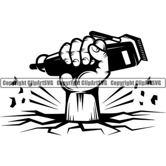 Barber Logo 24 Clippers Hand Fist Salon Shop Haircut Hair Etsy