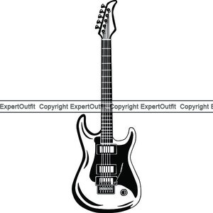 Guitar #16 Electric Musical Instrument Strings Rock Roll Player Music Guitarist Sound Metal Concert .SVG .PNG Clipart Vector Cricut Cutting