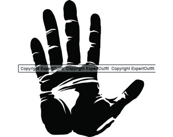 Hand Print Fingerprint ID Identity Palm Reading Law Enforcement Detective Paint Blood Crime Logo .SVG .PNG Clipart Vector Cricut Cut Cutting