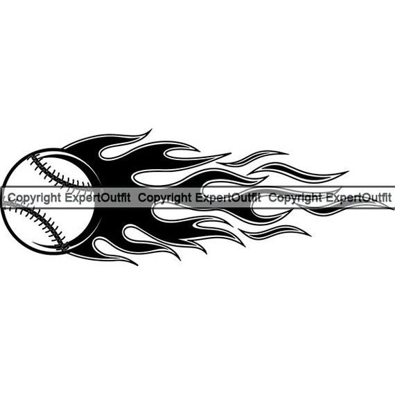 FLAMING BASEBALL Decal//Sticker ball bat #2