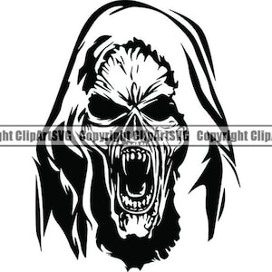 Grim Reaper #20 Blade Death Zombie Evil Kill Killer Grim Horror Ghost Tattoo Skeleton Bone Logo .SVG .PNG Clipart Vector Cricut Cut Cutting