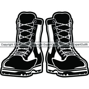 Botas de signo #5 Guerra Militar Combate Uniforme Soldado Calzado Zapatos de guerra Ropa de cuero Botas de moda Encaje .SVG.PNG Vector Cricut Corte Corte