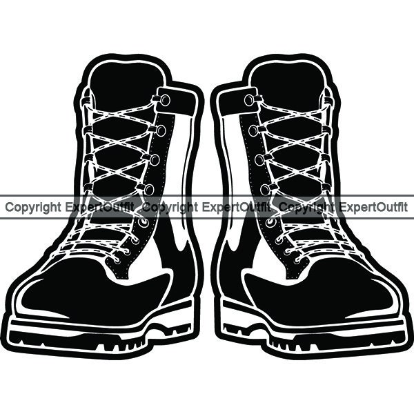 Sign Boots #5 War Military Combat Uniform Soldier Footwear War Shoe Leather Clothing Fashion Boots Lace .SVG.PNG Vector Cricut Cut Cutting