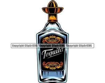 Alcohol Bottle Tequila Liquor Drink Drinking Western Salon Bar Pub Bartender Party Spirits Glass Logo SVG PNG Vector Cricut Cut Cutting File