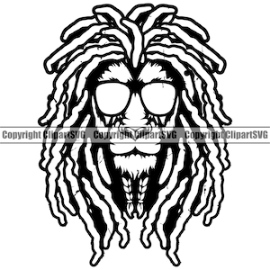 Könnte beinhalten: Schwarzweiß-Illustration eines Löwen mit Dreadlocks, der eine Sonnenbrille trägt.