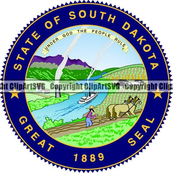 South Dakota State Seal Flag U.S. US United America American Nation National Document Court Courthouse Art .JPGClip Art Design Graphic