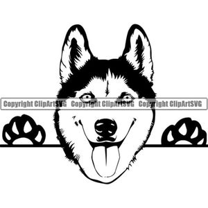 Husky de Sibérie #59 furtivement chien heureux race K-9 Animal Pet chiot Pedigree pure race Shiba Inu Logo. SVG. PNG vecteur Clipart Cricut coupe coupe