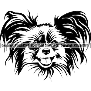 Papillon hondenras gelukkig lachend stamboom Canine raszuivere K9 huisdier Pommeren Pekinees Bichon Frise Logo SVG PNG Clipart Vector knippen snijden
