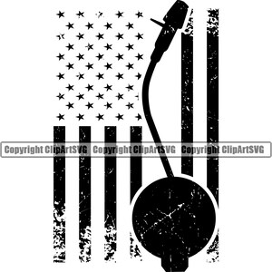 DJ Disc Jockey draaitafel naald USA vlag muziek platenspeler Album Vinyl Club Sound Design Art Logo SVG Png Vector Clipart knippen snijden bestand