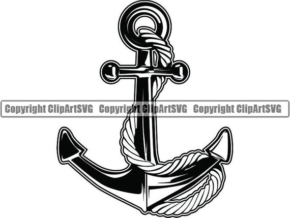 Anchor #2 Rope Ship Boat Nautical Marine Sailing Sea Ocean Naval Fishing  Boating Logo .SVG .EPS .PNG Clipart Vector Cricut Cut Cutting File