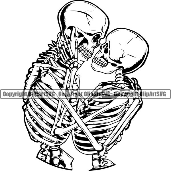 Schedelliefhebbers paar liefde romantische Soulmate Forever Infinity Death Dead Tattoo Design Artist Art Logo SVG PNG Clipart Vector knippen snijden bestand