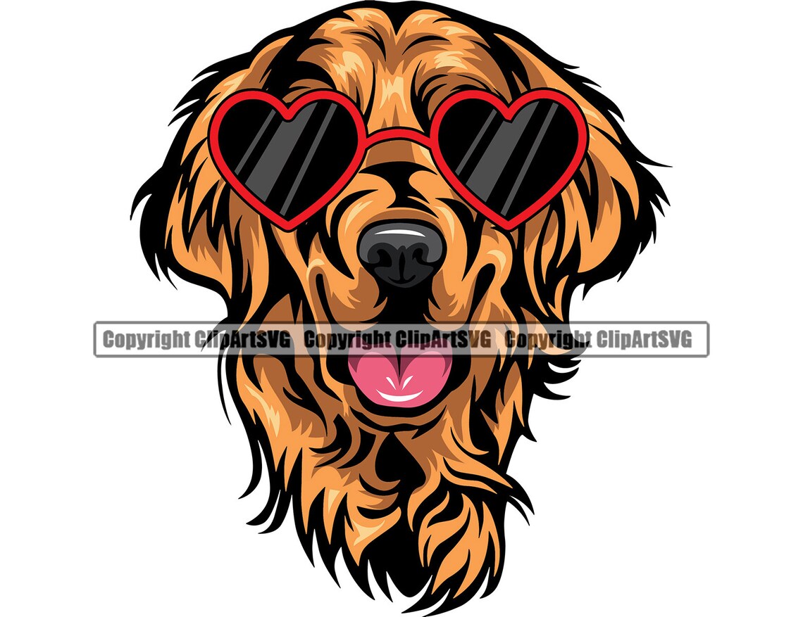 Golden Retriever Dog Heart Sunglasses American Breed Paw Puppy Etsy