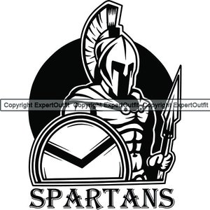 Spartan Logo Greek Warrior Roman Soldier Spear Helmet Armor War Fantasy Sports Emblem Logo.SVG .PNG Clipart Clipart Vector Cut Cutting File