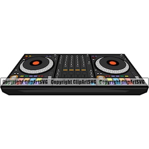 DJ Disc Jockey Setup Modern CD Compact Disc Turntable Audio Music Mixer Vinil Record Album Club Sound Design Logo SVG Png Vector Clipart Cut