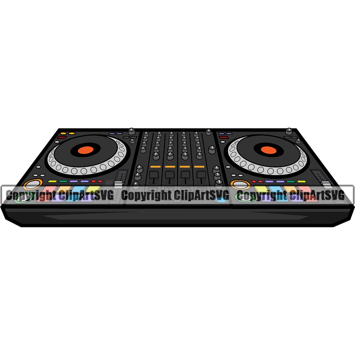 DJ Disc Jockey Setup Modern CD Compact Disc Turntable Audio Music Mixer