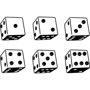 Dadi Set #3 Gioco d'azzardo Gamble Casino Craps Scommesse Scommesse Giochi Backgammon Possibilità Rischio Vincere Vincitore. SVG. PNG Clipart Vector Cricut Taglio Taglio