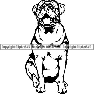 Rottweiler Dog Breed Sit Sitting Animal Pet Canine Pedigree Puppy Purebred Hound Rotty Art Design Logo SVG PNG Clipart Vector Cut Cutting