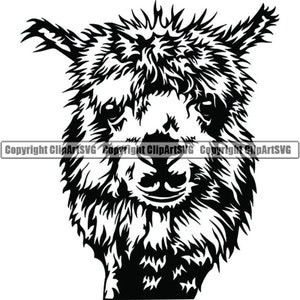 Alpaka Lama #1 Kopf Gesicht Haustier Rinder Rasse Züchter Bauernhof Fleisch Lebensmittel Wolle Vieh Logo.SVG .PNG Clipart Vektor Cricut Schnitt Schneiden