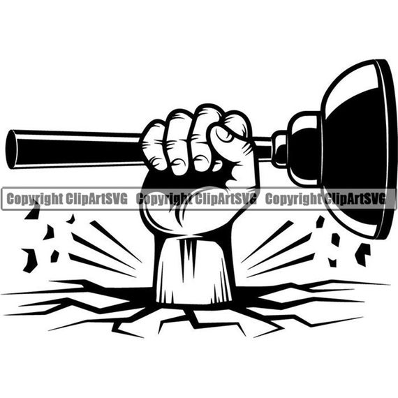Plumbing Logo 6 Hand Holding Plumber Plunger Construction Etsy