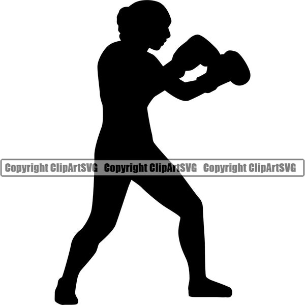 Boxing Woman Female Boxer Lady Girl Fight Fighting Fighter MMA Sport Game Box Glove Design Element Logo SVG PNG Clipart Vector Cutting Cut