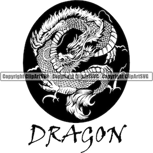 Dragon Traditional Chinese Art Fantasy Monster Creature Fire Decoration Mythology Tattoo Art Design Logo .SVG .PNG Vector Cricut Cut Cutting