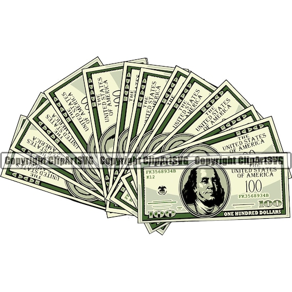 100 Hundred Dollar Bill Spread Money Bank Stack Wealth Cash Etsy