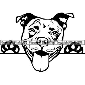 American Pit Bull #37 Peeking Dog Paw Puppy Pet Terrier Breed K-9 Canine Purebred Pedigree Logo .SVG .PNG Clipart Vector Cricut Cut Cutting