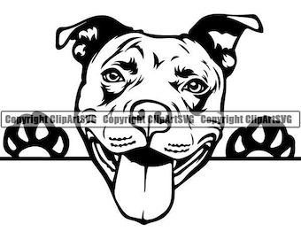 American Pit Bull #37 Peeking Dog Paw Puppy Pet Terrier Breed K-9 Canine Purebred Pedigree Logo .SVG .PNG Clipart Vector Cricut Cut Cutting