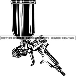 Pistolet pneumatyczny do malowania natryskowego Mechanik Sprzedaż Auto Car Body Part Biker Fix Naprawa Serwis Sklep Garaż Projekt samochodu Logo SVG PNG Wektor Clipart Cięcie Cięcie
