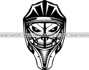 Sport Hockey Helmet Facemask Chinstrap Skull Skeleton Mask Headgear Game Equipment Gear Logo .SVG .PNG Clipart Vector Cricut Cut Cutting